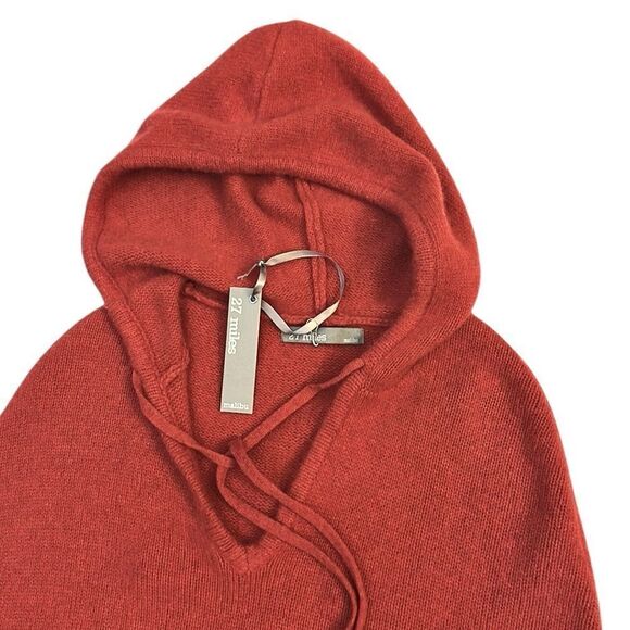 NWT 27 Miles Malibu Cashmere Poncho with Hood Tasseled Hem Burnt Orange XS - Picture 3 of 10